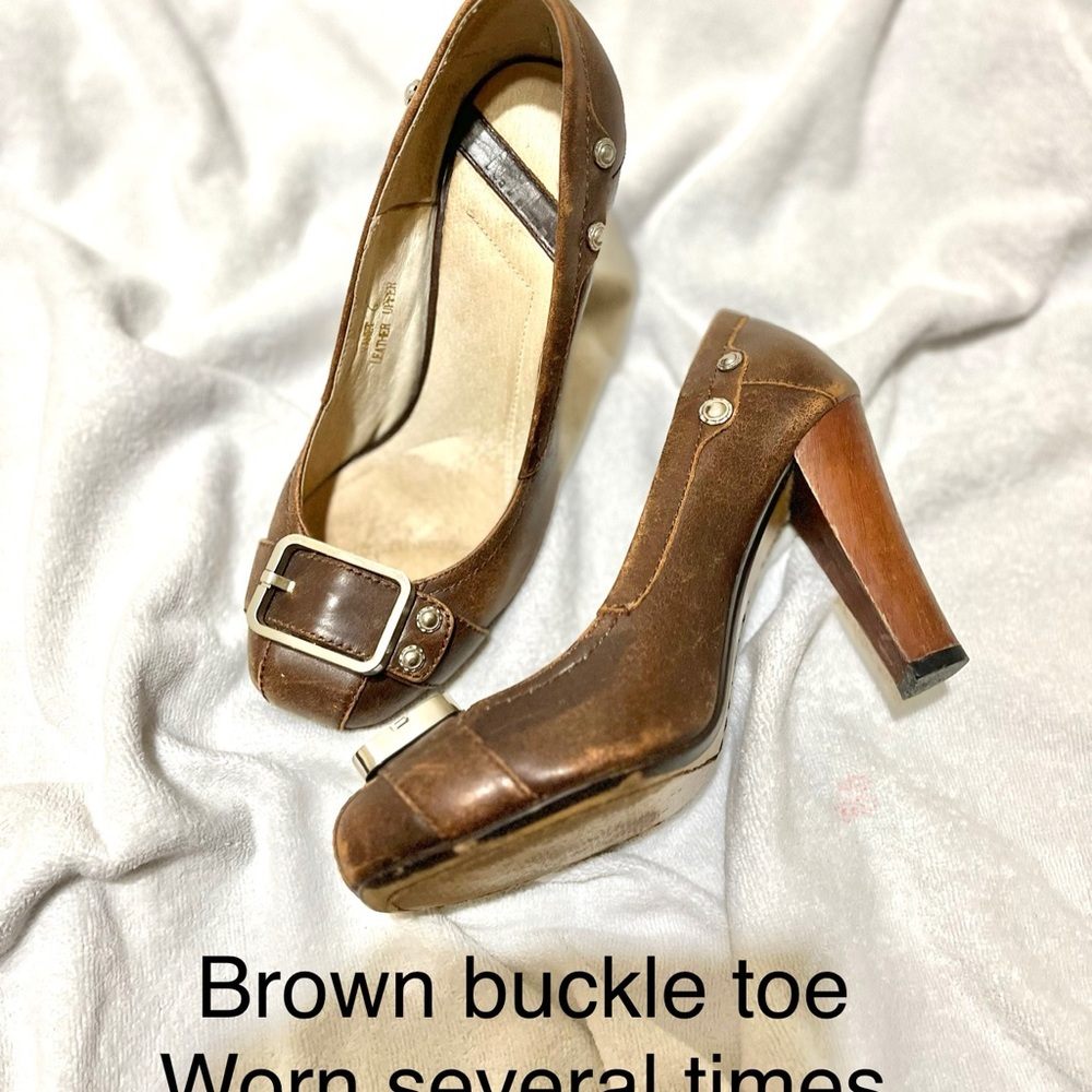 Brown Buckle Toe Women's Shoes